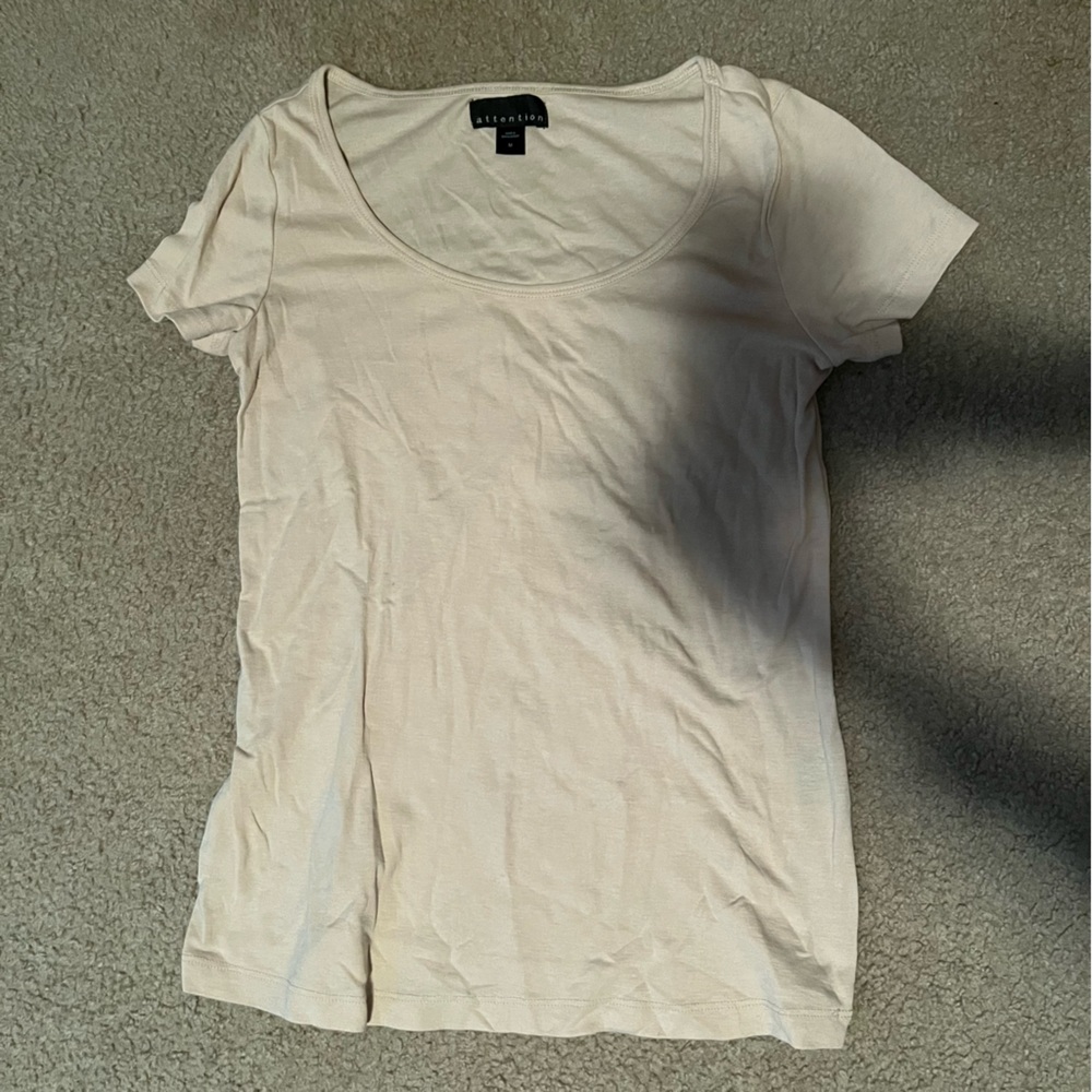 Cream scoop neck top